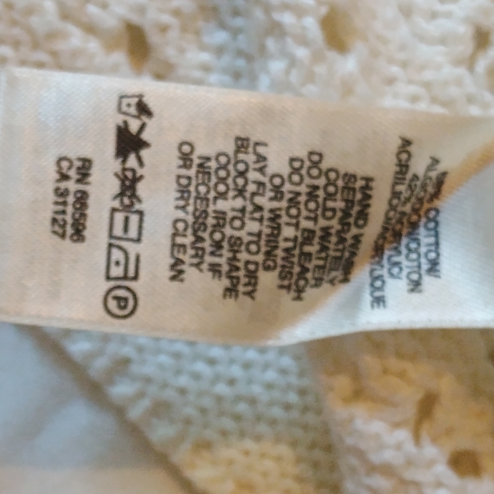 DKNY 100% Cotton Open Weave Cardigan Sz S Long Boho Layering Coastal Grandma‎ - Picture 12 of 12